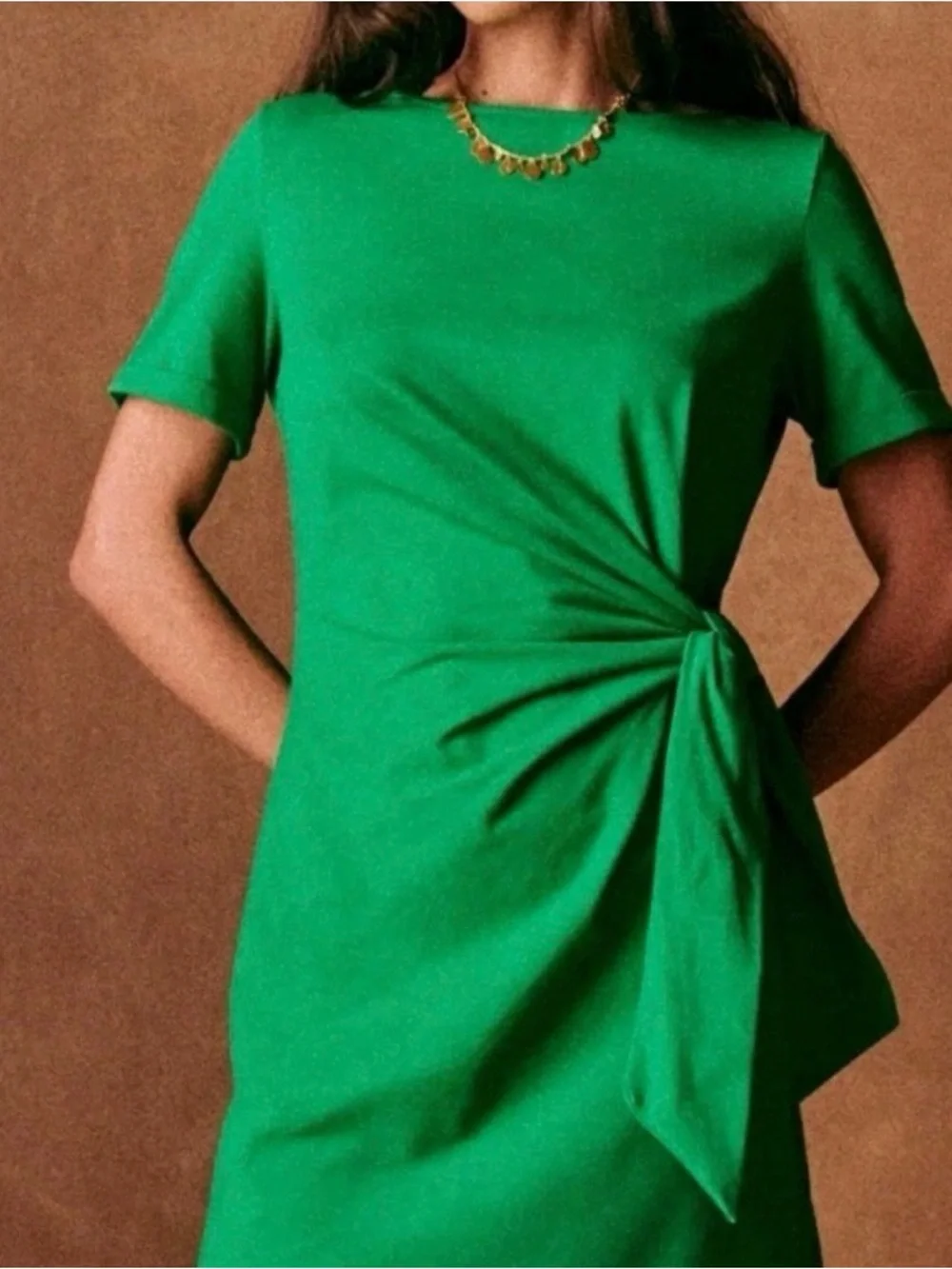 Sezane Emerald Green Pippa knotfront Dress M - Picture 2 of 7